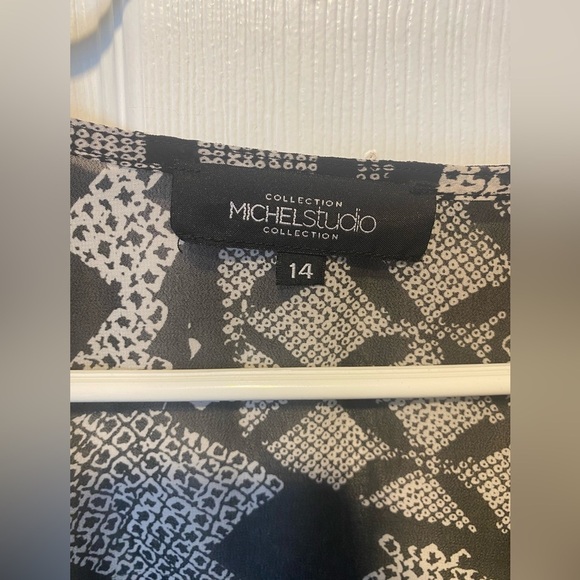 Michel Studio Black&White Sheer Cardigan Size 14 - Picture 2 of 5